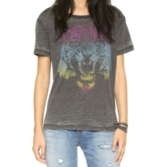 Chaser Tops - Chaser Ombre Tiger Tee Shirt Burnout Grey